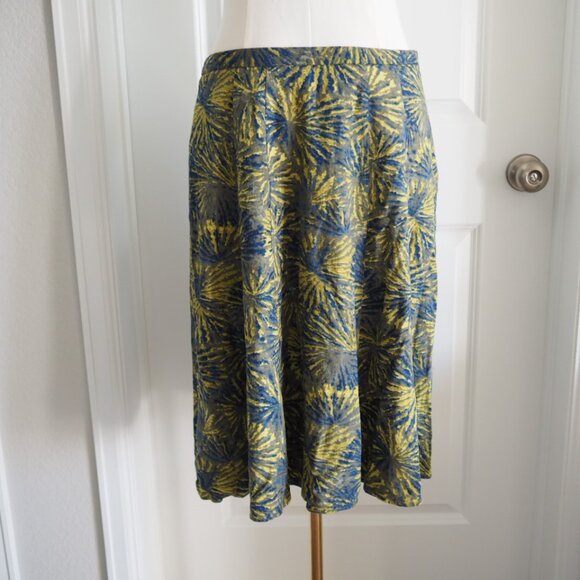 Fairycore Coldwater Creek Size 6 Blue and Green Sunburst Patterned Midi Skirt - Picture 1 of 10